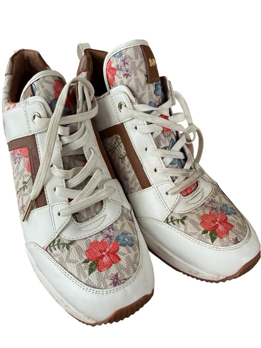 Michael Kors Georgie Trainers Sneaks Size 10 Leather And Synthetic Upper Floral